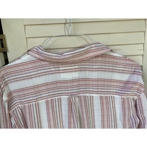 Aeropostale Shirt Cropped Button Down Striped Pink Relaxed Fit Size Small - Picture 5 of 9